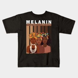 Melanin Afro Queens Black Pride Kids T-Shirt